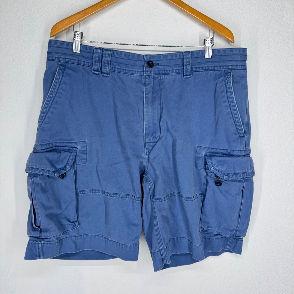 Polo Ralph Lauren Mens Blue Cotton Twill Cargo Shorts Size 38 Utility Rugged Y2K